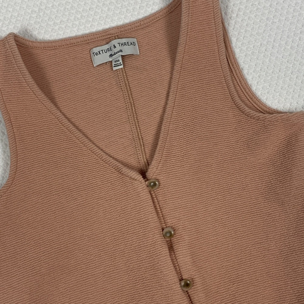 Madewell Texture & Thread Tie Front Tank Top Women’s S Peach Button